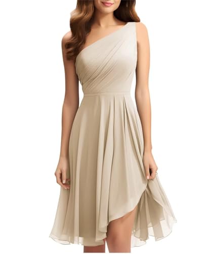 KURFACE Homecoming Kleider Ärmellos Eine Linie Geraffte Hochzeit Brautjungfer Kleider für Junior WSX384, champagnerfarben, 44 von KURFACE