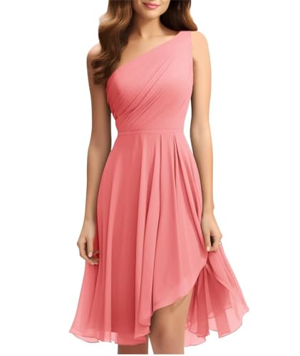 KURFACE Homecoming Kleider Ärmellos Eine Linie Geraffte Hochzeit Brautjungfer Kleider für Junior WSX384, korallenrot, 36 von KURFACE