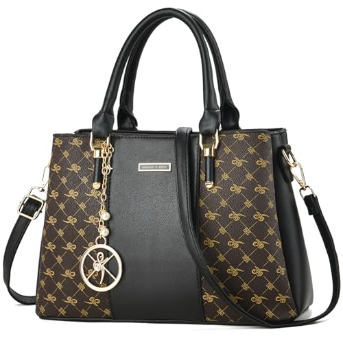 KURGOOL Damen-Geldbörsen und Handtaschen mit Tragegriff oben, Schultertasche, Kuriertasche für Damen, F-schwarz von KURGOOL