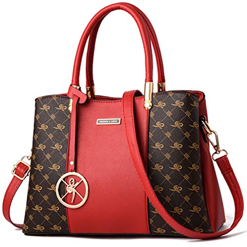 Damen-Handtaschen und Handtaschen mit Tragegriff und Schultertasche, Kuriertasche für Damen, C-Rot, von KURGOOL