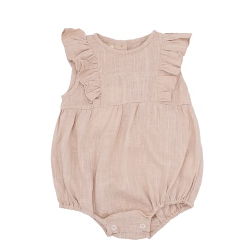 KURT KIDS Strampler Langarm Boho Vintage Newborn bis 2 Jahre Bio Baumwolle Babykleidung Baby Mädchen Kleidung Outfit Langarm Body (Kurzarm Beige, 18-24 Monate) von KURT KIDS