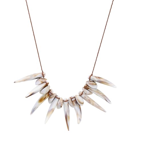 KURTCB Haifischzahn Muschel Halskette Hawaii Tribal Ethnische Acryl Wolf Zähne Halskette Polynesier Tui Kostüm Cosplay Halloween, One size, Metall, Kein Edelstein von KURTCB