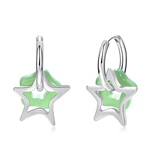 Y2k Stern Ohrringe Grunge Ästhetische Kleine Jade Stern Creolen für Frauen, Zink, Jadeimitat von KURTCB