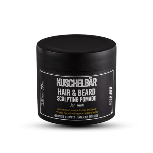 KuschelBar - Pomade Herren - Haarpomade Männer - für Haar und Bart - Bartpomade mit Mattem Finish, Wasserbasiert, mit Bienenwachs, Pflanzlichen Extrakten und Sanfter Duft - 100 ml von KUSCHELBÄR