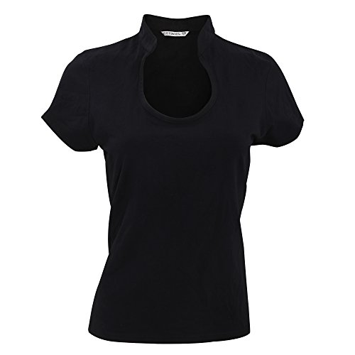 KUSTOM KIT Damen T-Shirt/Oberteil mit Schlüsselloch-Ausschnitt, Kurzarm (34/36) (Schwarz) von KUSTOM KIT