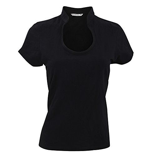 KUSTOM KIT Damen T-Shirt/Oberteil mit Schlüsselloch-Ausschnitt, Kurzarm (38/40) (Schwarz) von KUSTOM KIT