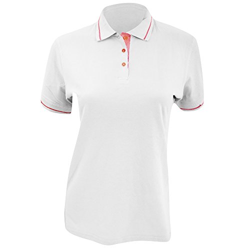 KUSTOM KIT St. Mellion Damen Poloshirt, Kurzarm (44) (Weiß/Rot) von KUSTOM KIT