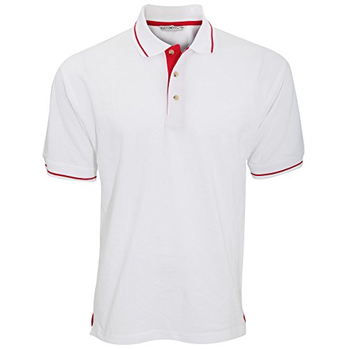 KUSTOM KIT St.Mellion Herren Polo-Shirt, Kurzarm (2XL) (WeiÃŸ/Hellrot) von KUSTOM KIT