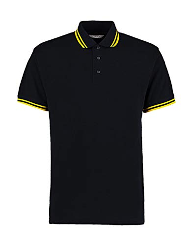 Kustom Kit Classic Fit Tipped Collar Polo Mehrfarbig Navy/Sun Yellow XXL von KUSTOM KIT