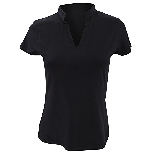 KUSTOM KIT Corporate Damen Kurzarm Shirt mit V-Ausschnitt (DE 34-36) (Schwarz) von KUSTOM KIT