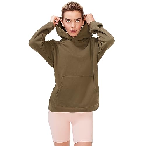 KUT & SO Cozy Fleece Damen Essential Pullover Hoodie - Lässige Sweatshirts für Frauen, Olivgrün, M von KUT & SO