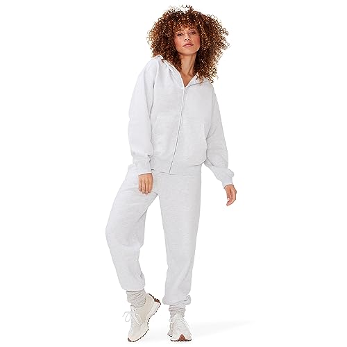 KUT & SO Damen Sweatsuits - Oversize-Trainingsanzug, 2-teiliges Set, enthält Kapuzenpullover mit Reißverschluss und High-Rise Sweatpants, Meliert, grau, X-Small von KUT & SO