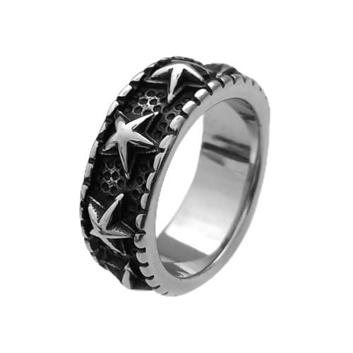 Guss-Kettenring für Herren, Edelstahl, industriell, Hip-Hop, Streetwear, klobiges Gliederband, Schmuck, Geschenk für Freund, 38, Titanstahl von KUTCEK