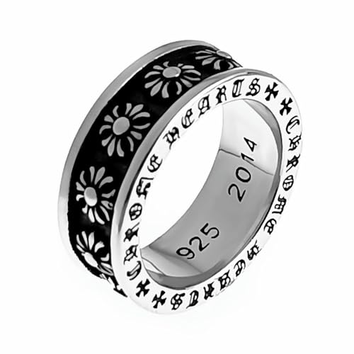 Guss-Kettenring für Herren, Edelstahl, industriell, Hip-Hop, Streetwear, klobiges Gliederband, Schmuck, Geschenk für Freund, 38, Titanstahl von KUTCEK