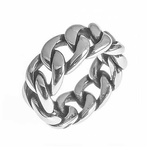 Guss-Kettenring für Herren, Edelstahl, industriell, Hip-Hop, Streetwear, klobiges Gliederband, Schmuck, Geschenk für Freund, 7, Titanstahl von KUTCEK