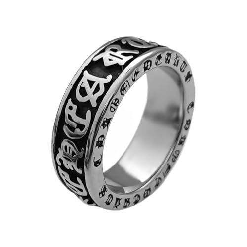 Guss-Kettenring für Herren, Edelstahl, industriell, Hip-Hop, Streetwear, klobiges Gliederband, Schmuck, Geschenk für Freund, 9, Titanstahl von KUTCEK