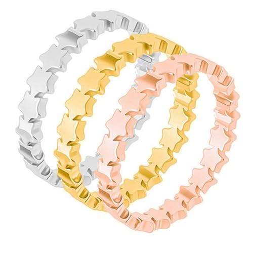 KUTCEK 3-teiliges Herz-Ring-Set aus Titanstahl für Frauen, minimalistisch, stapelbar, dünnes Band, Liebessymbol, Schmuck, feine Ringe, Geschenk für Sie, 5, Titanstahl von KUTCEK