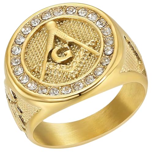 KUTCEK Edelstahl Vintage Freimaurer Kreuz Ring für Herren CZ Akzent Gothic Stil Einzigartiges Design Geschenk für Ihn, 7, Edelstahl von KUTCEK