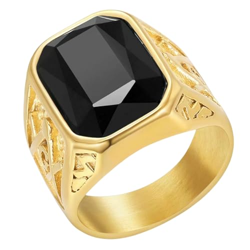KUTCEK Freimaurer-Ring für Herren, Edelstahl, mehrfarbig, Hip-Hop-Stil, Business-Schmuck, buntes Statement-Stück, Geschenk für Ihn, 38, Edelstahl von KUTCEK