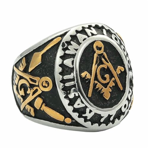KUTCEK Freimaurer-Ring für Herren, Vintage-Stil, Titanstahl, Freimaurer-Symbolring, Gothic-Punk-Schmuck, Retro, Unisex, Ehering, 36 KUTCEK Freimaurer-Ring für Herren, Vintage-Stil, Titanstahl, Freimaurer-Symbolring, Gothic-Punk-Schmuck, Retro, Unisex, Ehering, 36 von KUTCEK