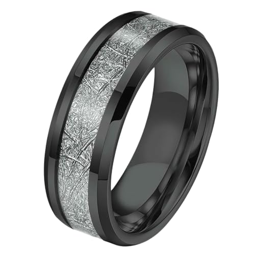 KUTCEK Herren-Eisring aus Edelstahl, industriell strukturiertes Band mit Harzeinlage, modernes Statement-Schmuckgeschenk für Ihn, 11, Titanstahl von KUTCEK