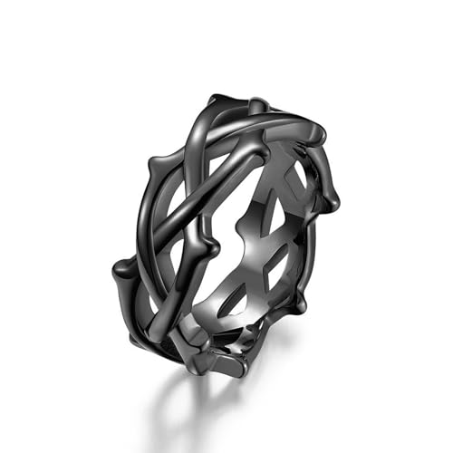 KUTCEK Herren-Ring, Gothic-Stil, Titanstahl, Zweigring, einzigartiges Ranken-Web-Design, Unisex, trendiger Fingerring, Schmuck, Geschenk, 33 cm von KUTCEK