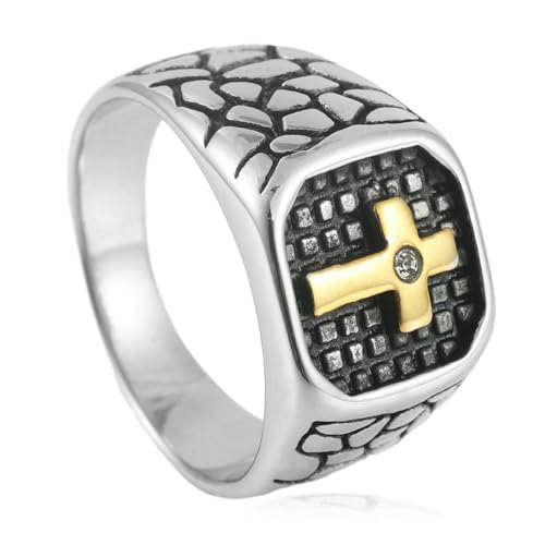 KUTCEK Herren-Ring, Vintage, Punk, Titanstahl, Kreuzring, einzigartiger Schmuck, trendig, Hiphop-Band für Herren, modisch und langlebig, 38 KUTCEK Herren-Ring, Vintage, Punk, Titanstahl, Kreuzring, einzigartiger Schmuck, trendig, Hiphop-Band für Herren, modisch und langlebig, 38 von KUTCEK