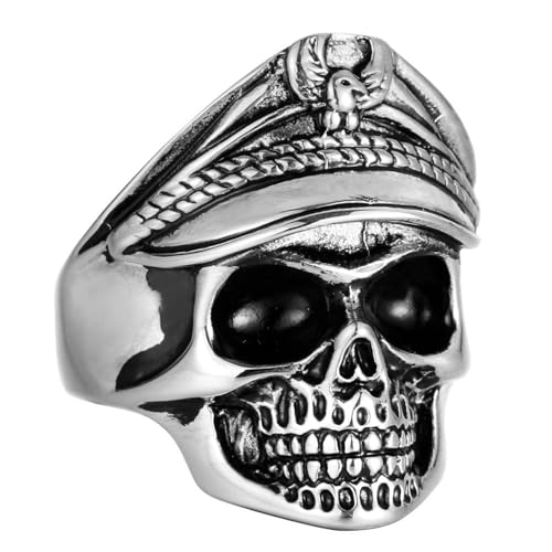 KUTCEK Herren-Ring aus Titanstahl, militärischer Totenkopf und Schlange, trendiges Geschenk für Ihn, 7 von KUTCEK