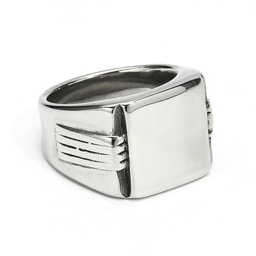 KUTCEK Herren-Ring aus Titanstahl, quadratisch, massiv – stilvoller europäischer Business-Modeschmuck für Männer, 33 cm, Titanstahl von KUTCEK