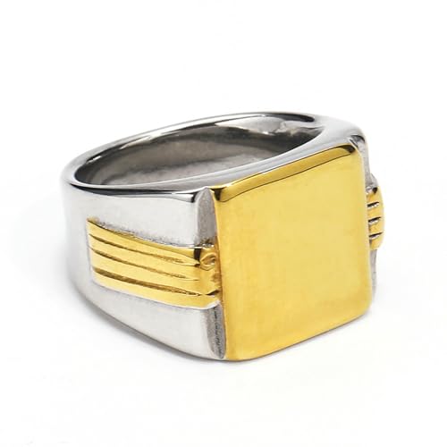 KUTCEK Herren-Ring aus Titanstahl, quadratisch, massiv – stilvoller europäischer Business-Modeschmuck für Männer, 38, Titanstahl von KUTCEK