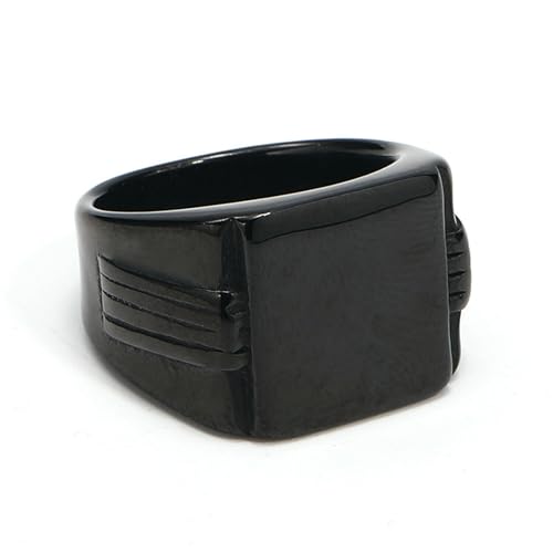 KUTCEK Herren-Ring aus Titanstahl, quadratisch, massiv – stilvoller europäischer Business-Modeschmuck für Männer, 7, Titanstahl von KUTCEK