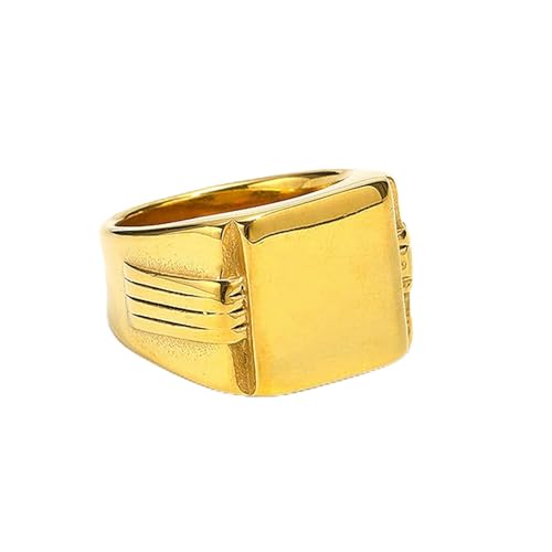 KUTCEK Herren-Ring aus Titanstahl, quadratisch, massiv – stilvoller europäischer Business-Modeschmuck für Männer, 9, Titanstahl von KUTCEK