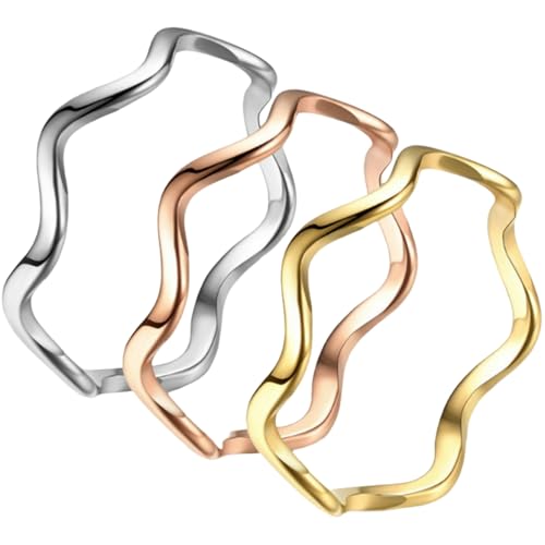KUTCEK Minimalistische Ringe aus Edelstahl, dünn, stapelbar, für Damen, modernes Schmuckgeschenk, 3 Stück, 9, Titanstahl von KUTCEK
