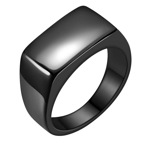 KUTCEK Minimalistischer Hip-Hop-Ring, Edelstahl, glatte Oberfläche, Herrenband, urbaner Modeschmuck, Geschenk für Ihn, 33 cm, Titanstahl von KUTCEK