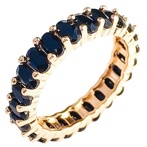 KUTCEK Ovaler Zirkon-Ring, volle Pavé-Fassung, Edelstahl, Damenschmuck, minimalistischer Stapelring, Geschenk für Sie, 34, Titanstahl von KUTCEK