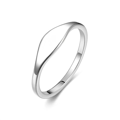 KUTCEK Polierter Edelstahlring, minimalistisch, glattes Band, Damenschmuck, schlicht, elegant, stapelbar, Geschenk für Sie, 7, Titanstahl von KUTCEK