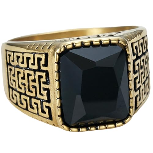 KUTCEK Quadratischer Edelsteinring für Herren, Titanstahl, minimalistischer Hip-Hop-Schmuck, modernes Statement-Stück, Geschenk für Ihn, 11, Edelstahl von KUTCEK