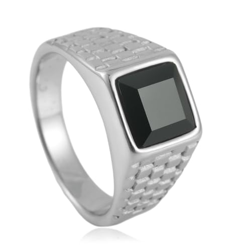 KUTCEK Quadratischer Vintage-Ring aus Titanstahl für Herren, Punk, Gothic-Schmuck mit bunten Steinen, Unisex-Stil, Hochzeitsring, Geschenk, 11 von KUTCEK