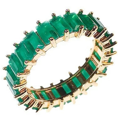 KUTCEK Rechteckiger Zirkon-Stapelring für Damen, funkelnd, volles Band, edler Schmuck, Geschenk für Sie, 36, Titanstahl von KUTCEK