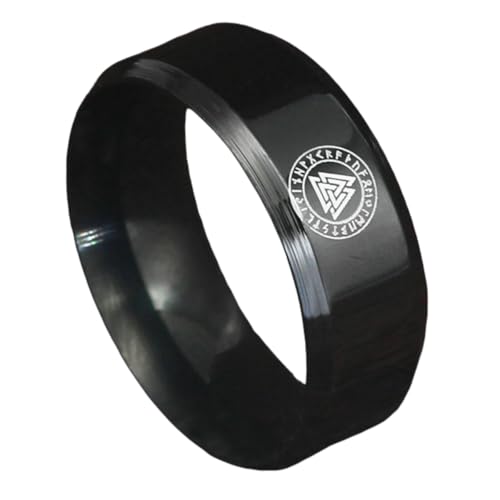 KUTCEK Retro-Ring aus Titanstahl, Wikinger-Rune, für Herren, auffälliges Design, Geschenk für Ihn, 33 cm, Edelstahl von KUTCEK