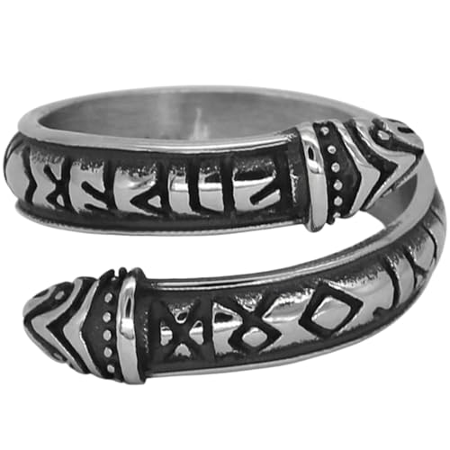 KUTCEK Ring aus Edelstahl, norwegische Wikingerrune, verstellbar, Retro-Symbol-Design, Geschenk für Ihn, 36, Edelstahl von KUTCEK
