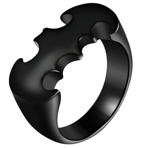 KUTCEK Ring im Fledermaus-Design für Herren, Gothic-Stil, Titanstahl, Street-Style, Statement-Schmuck, Geschenk, 38, Edelstahl von KUTCEK