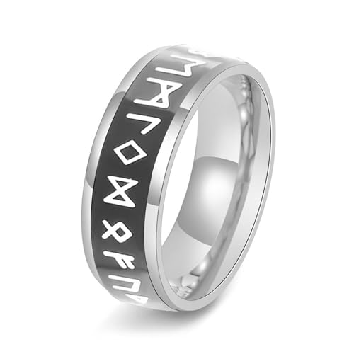KUTCEK Rotierender Wikingerring, nordische Mythologie, nordischer Edelstahl-Schmuck für Männer, Wikinger, patriotisches Geschenk für Ehemann, Freund, 9, Titanstahl von KUTCEK