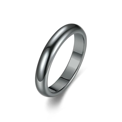 KUTCEK Schwarzer Stein, magnetischer Häma-Edelstein, glatte Kuppel, Unisex-Schmuck, Energiebilanz, Geschenk, 38, Titanstahl von KUTCEK