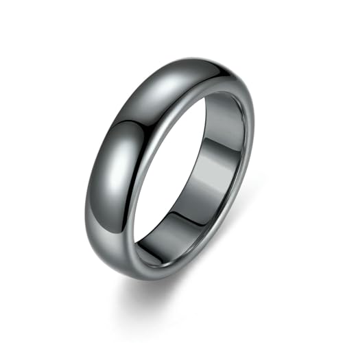 KUTCEK Schwarzer Stein, magnetischer Häma-Edelstein, glatte Kuppel, Unisex-Schmuck, Energiebilanz, Geschenk, 9, Titanstahl von KUTCEK