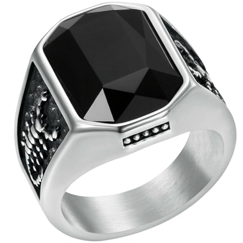 KUTCEK Skorpion-Ring für Herren, Titanstahl, Hipster, Streetwear, Edelsteinakzent, einzigartiges Design, Geschenk für den täglichen Gebrauch, 36, Edelstahl von KUTCEK