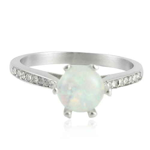 KUTCEK Titan-Stahl-Ring im Vintage-Punk-Stil mit Opal-Akzent, für Damen, Retro-Stil, einzigartig, trendiges Schmuckgeschenk, 7 von KUTCEK