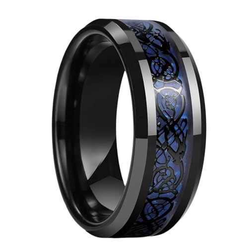 KUTCEK Titan-Stahlring mit Drachenmuster, für Herren, passendes Paar, maskuliner Schmuck, Geschenk mit symbolischem Design, 34, Titanstahl von KUTCEK