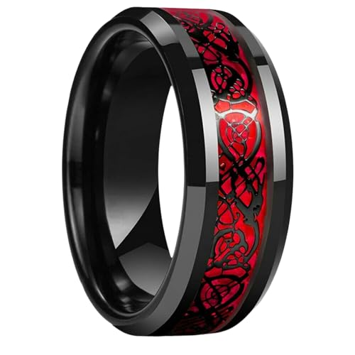 KUTCEK Titan-Stahlring mit Drachenmuster, für Herren, passendes Paar, maskuliner Schmuck, Geschenk mit symbolischem Design, 36, Titanstahl von KUTCEK