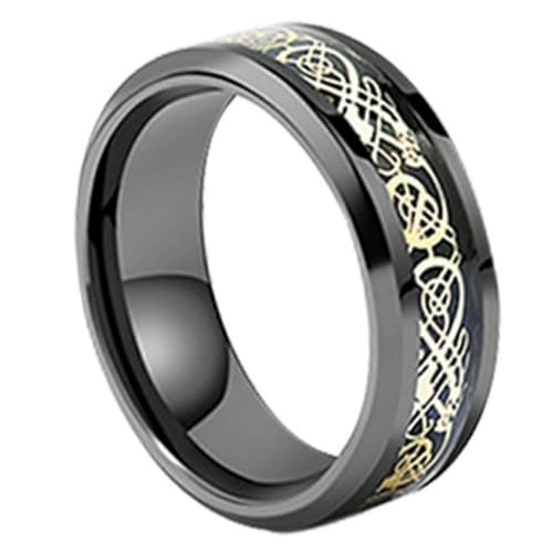 KUTCEK Titan-Stahlring mit Drachenmuster, für Herren, passendes Paar, maskuliner Schmuck, Geschenk mit symbolischem Design, 7, Titanstahl von KUTCEK